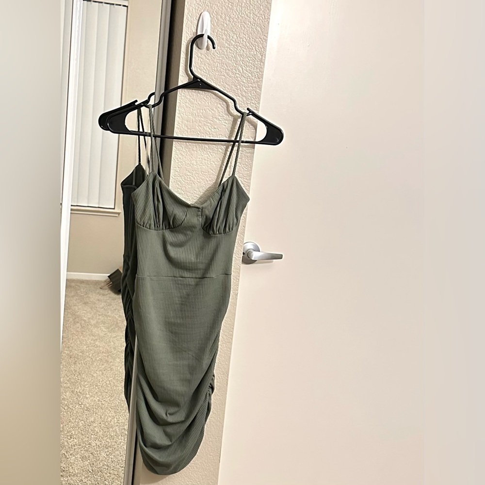 Ribbed and Rouched Mini Dress